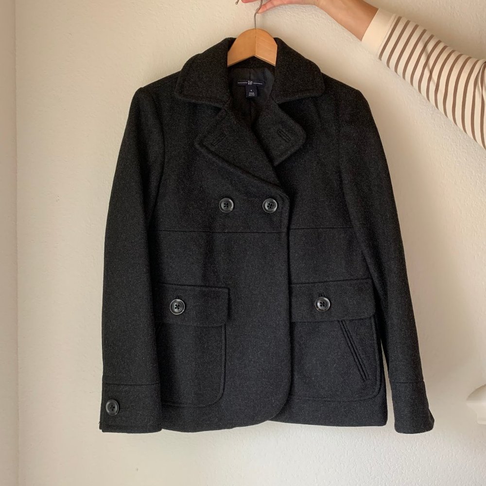 Dark Heather Grey GAP Wool Peacoat (Small)